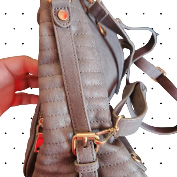 Grey Backpack purse with carry handles and adjustable straps - Picture 4 of 7